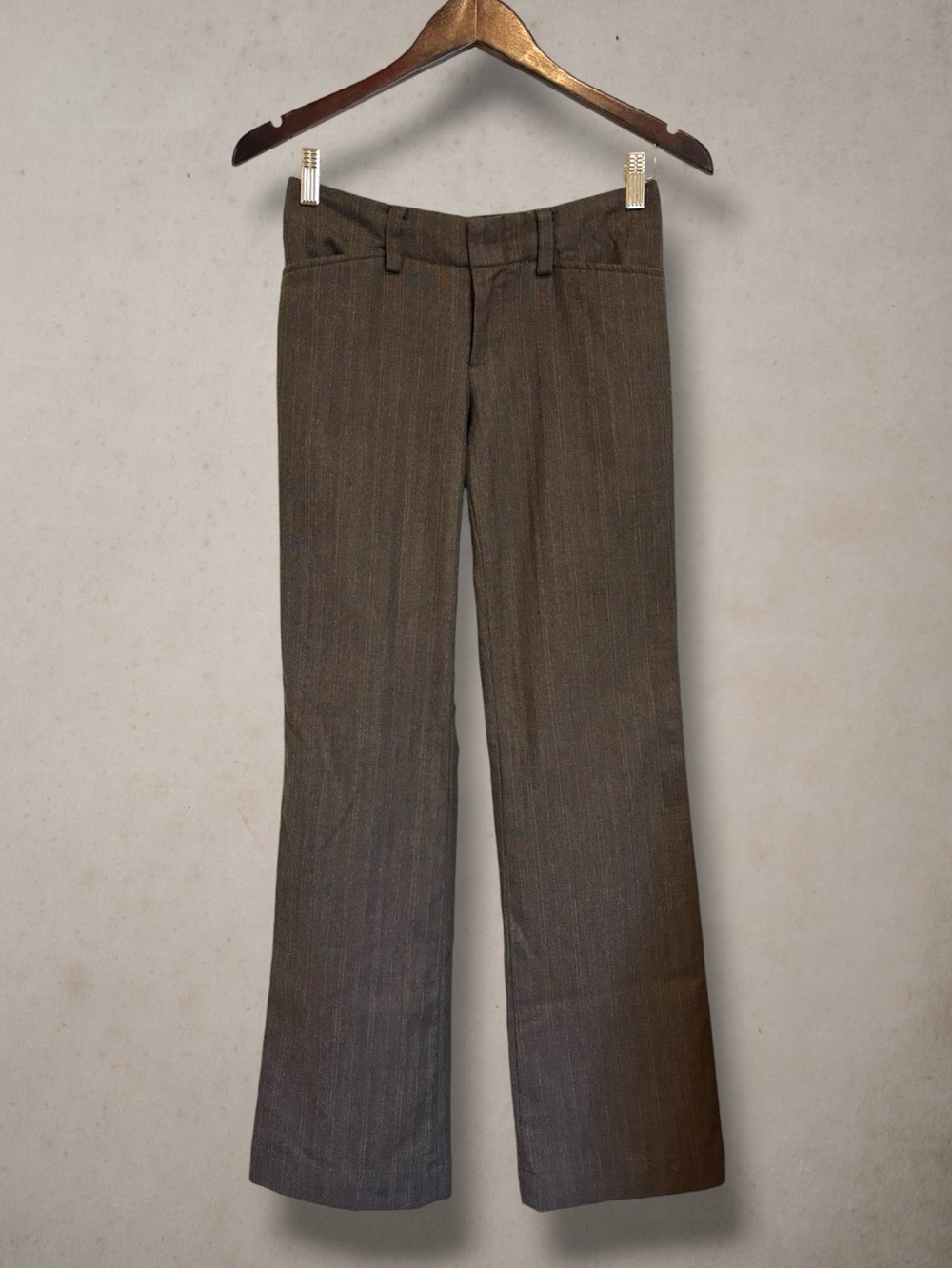 GAP Career Pinstripe Trousers Brown Curvy Fit Stretch Size 1 Regular